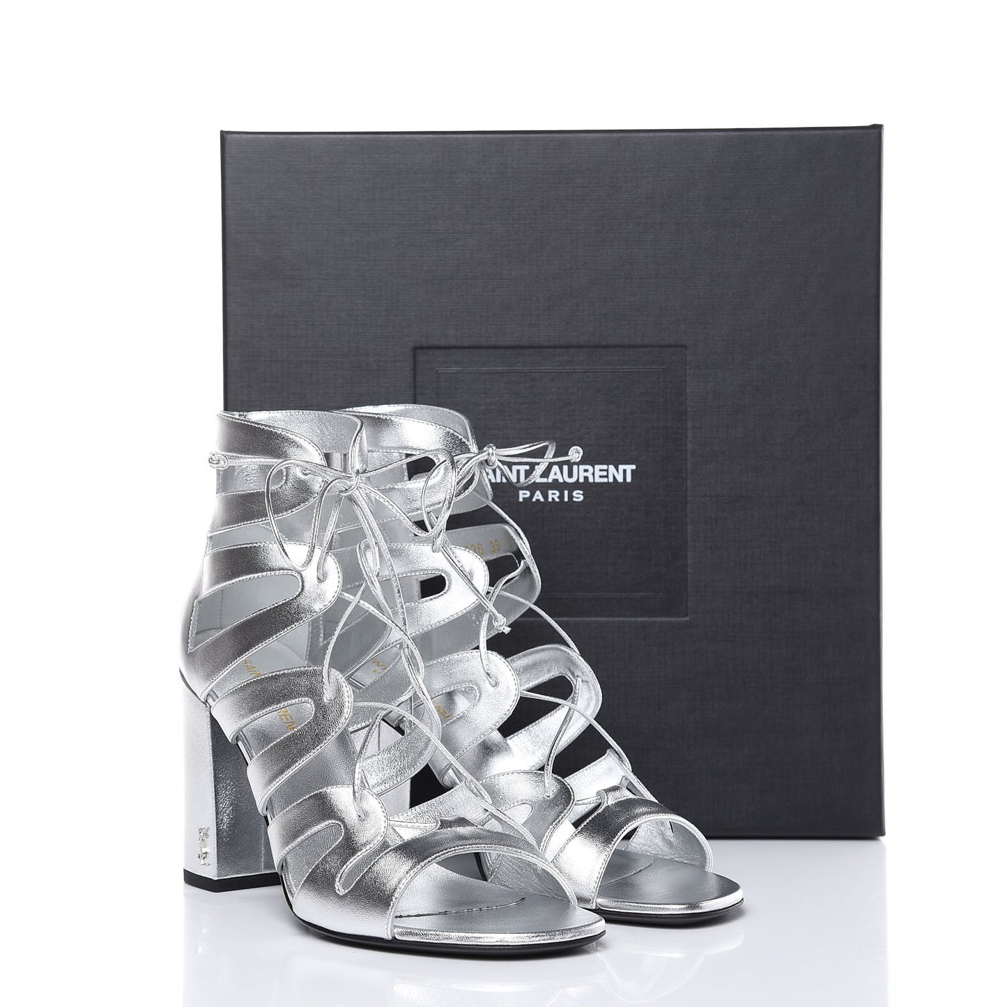 Metallic Nappa Silk Babes 90 Lace Up Sandals 39 Argento