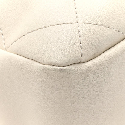 Chanel Calfskin Quilted Drawstring Bucket Bag White 10 of 15