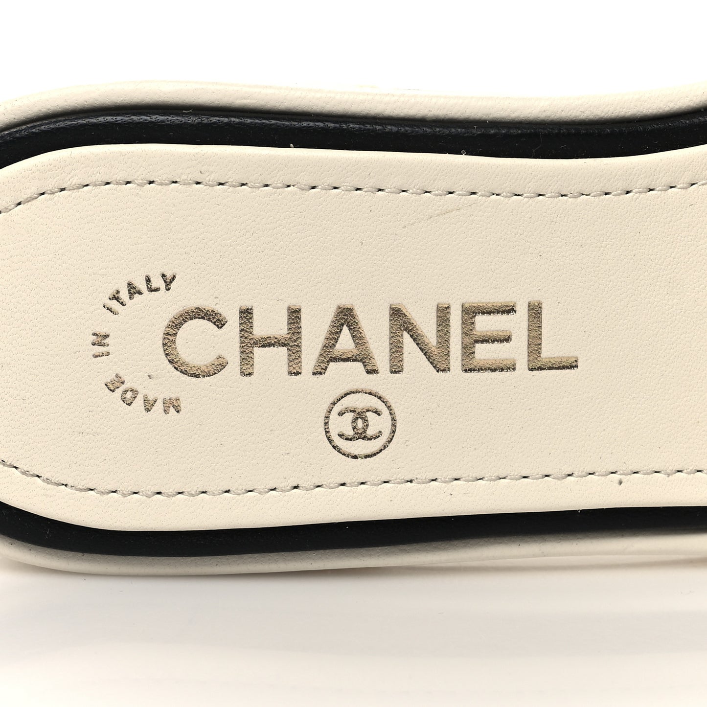 Lambskin Embroidered Logo Mules 38 Ivory Black