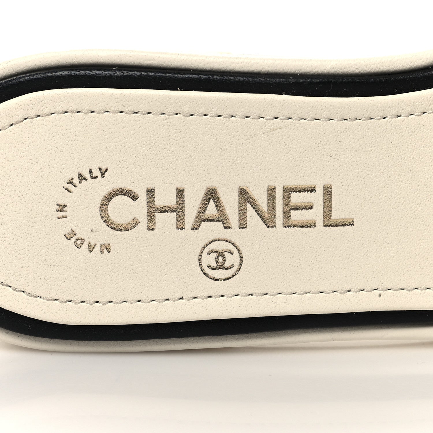Chanel Lambskin Embroidered Logo Mules 38 Ivory Black 8 of 10