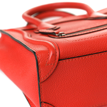 Celine Drummed Calfskin Nano Luggage Vermillion 11 of 12