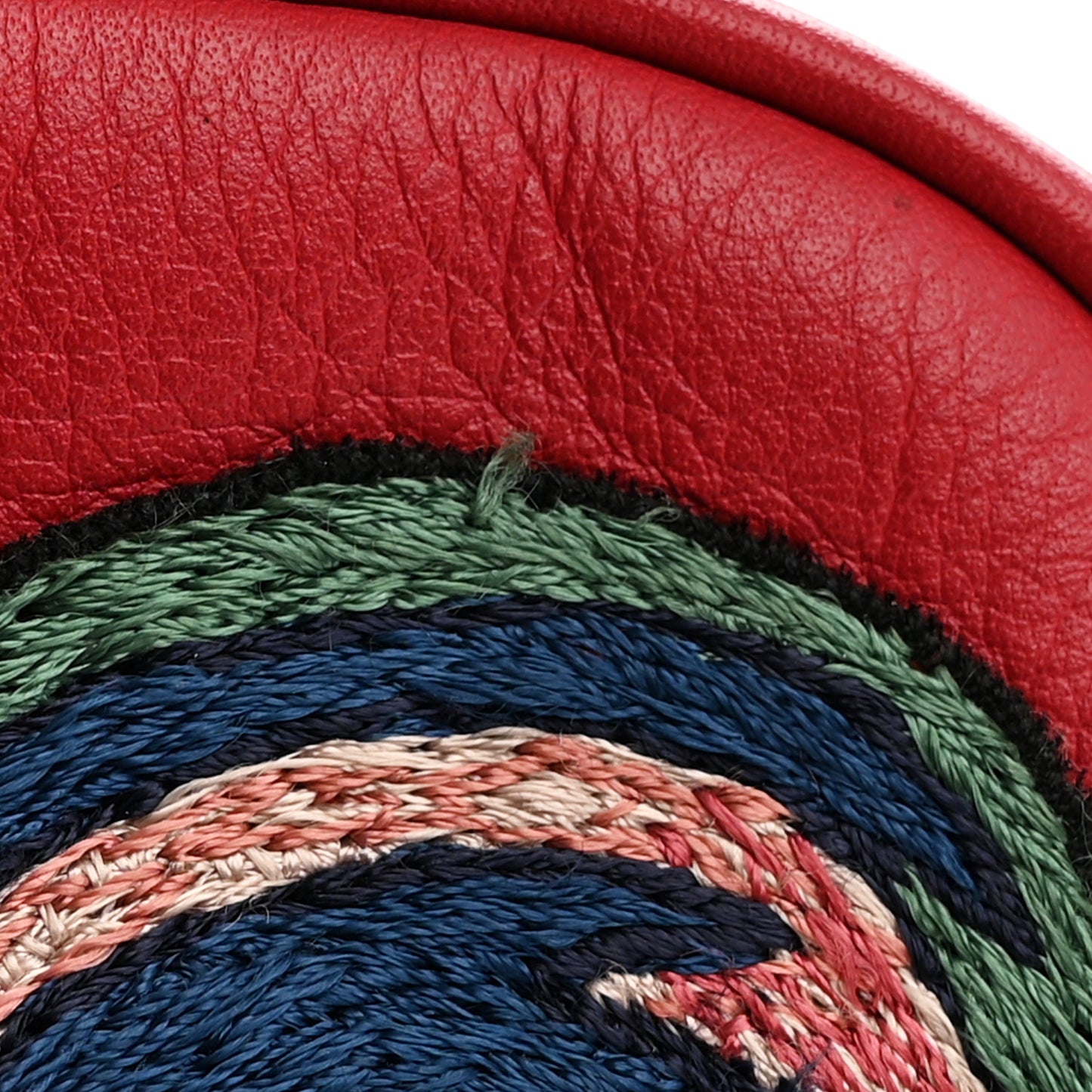 Calfskin Embroidered Rooster Mini Camera Bag Red