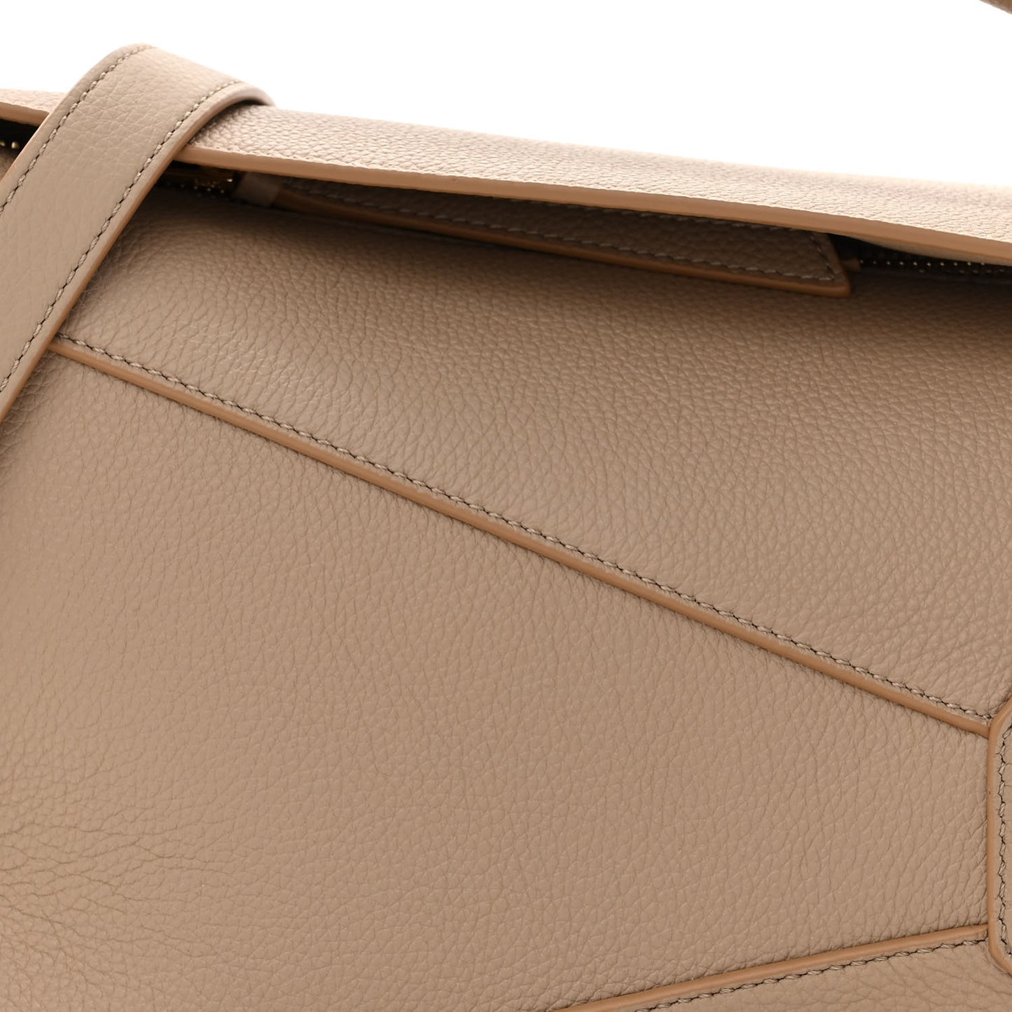 Grained Calfskin Small Puzzle Edge Bag Sand