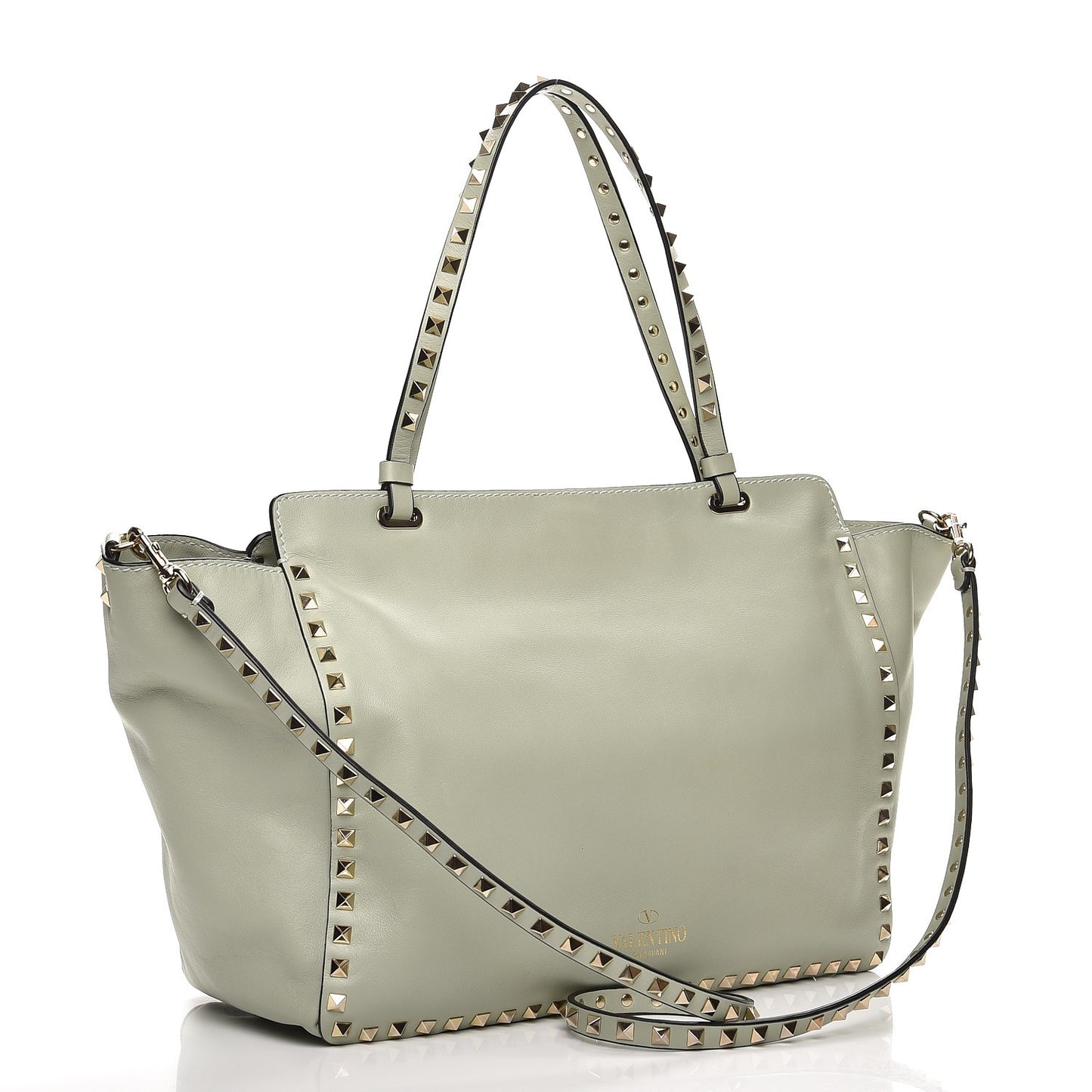 Vitello Medium Rockstud Tote Green Tea Sorbet