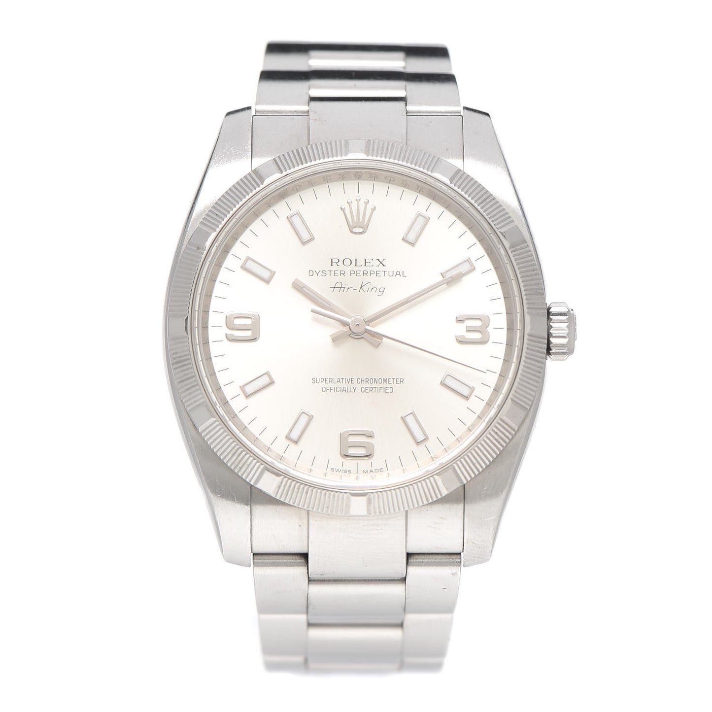 Stainless Steel 34mm Oyster Perpetual Air-King Watch Silver 114200