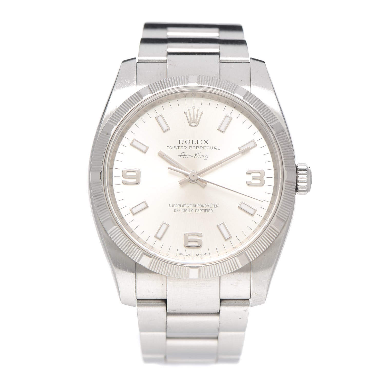Rolex Stainless Steel 34mm Oyster Perpetual Air-King Watch Silver 114200 1 of 5