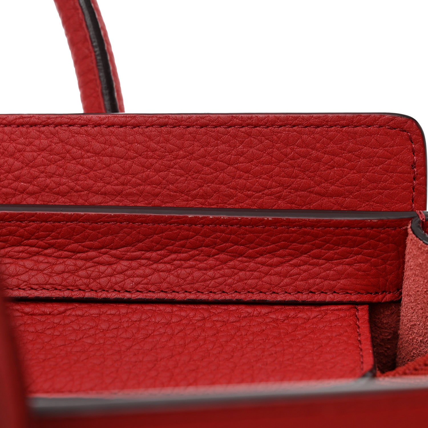 Celine Drummed Calfskin Micro Luggage Red 12 of 15