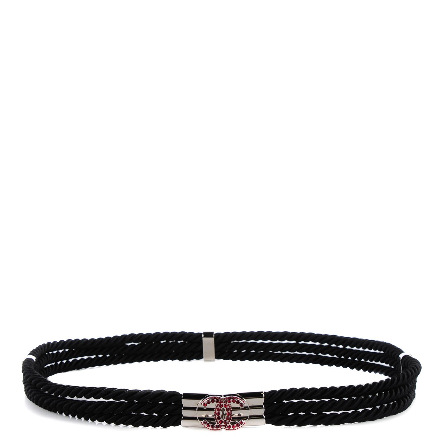 Chanel Satin Rope Crystal CC Belt 33 Black 1 of 5