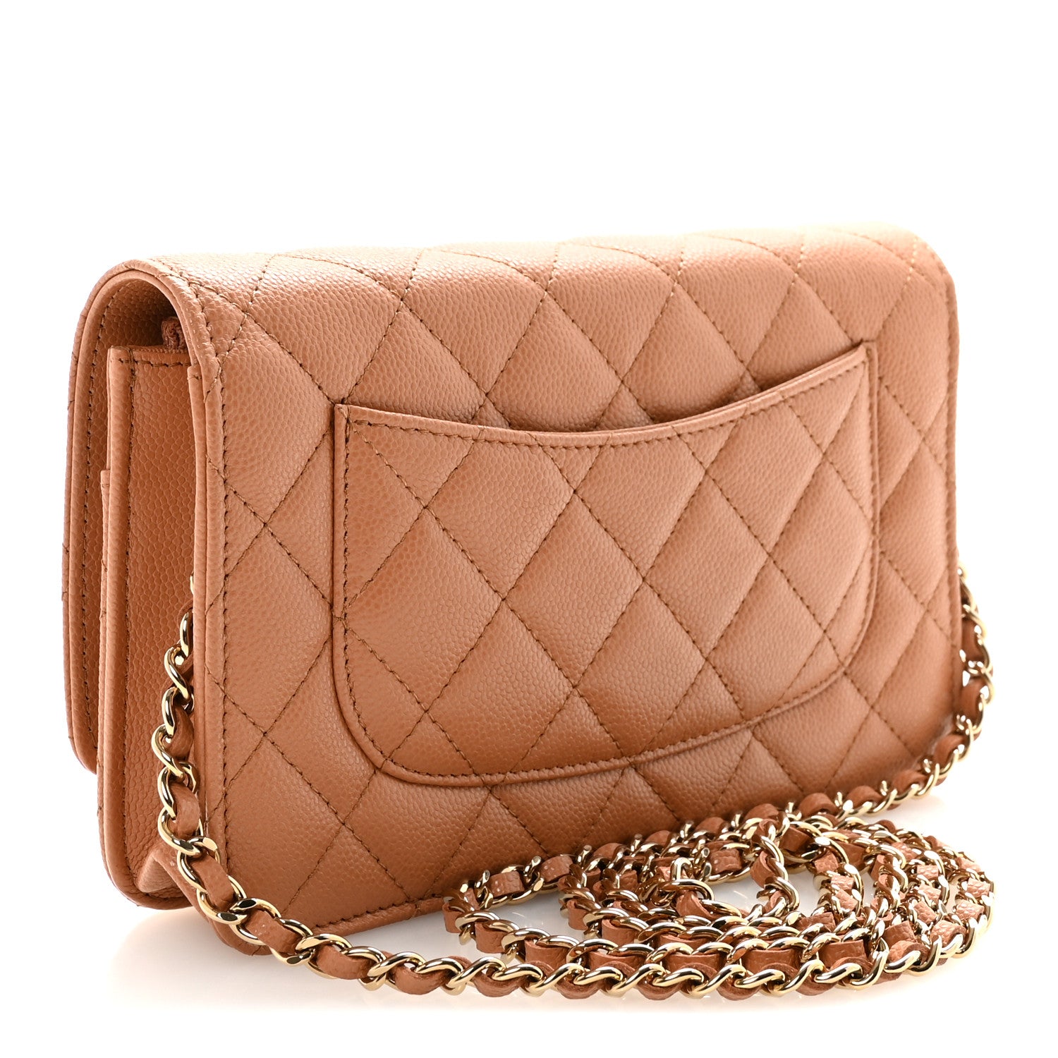 Chanel Caviar Quilted CC Turnlock Wallet On Chain WOC Brown 3 of 12