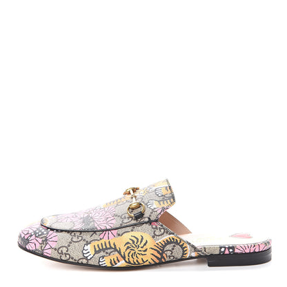 Gucci GG Supreme Monogram Bengal Womens Princetown Slippers 37.5 Beige Crop Pink 1 of 7