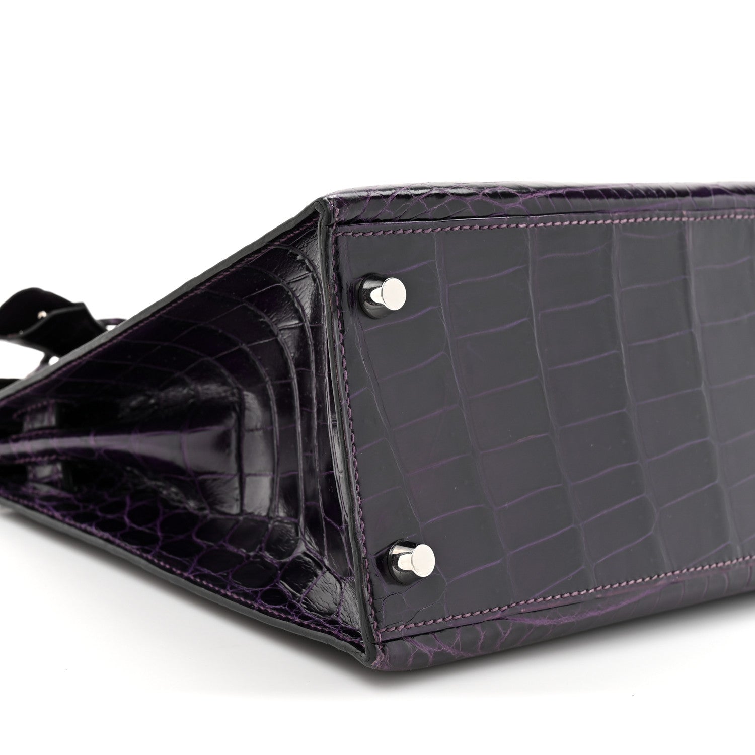 Hermes Shiny Niloticus Crocodile Kelly Sellier 28 Amethyst 18 of 23