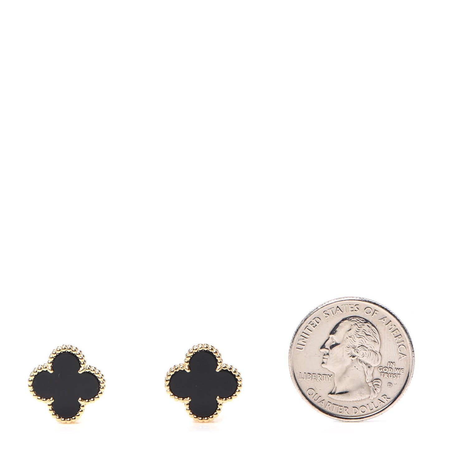 18K Yellow Gold Black Onyx Vintage Alhambra Earrings