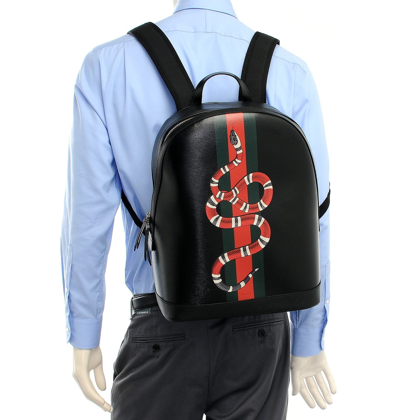 Calfskin Kingsnake Dome Backpack Black