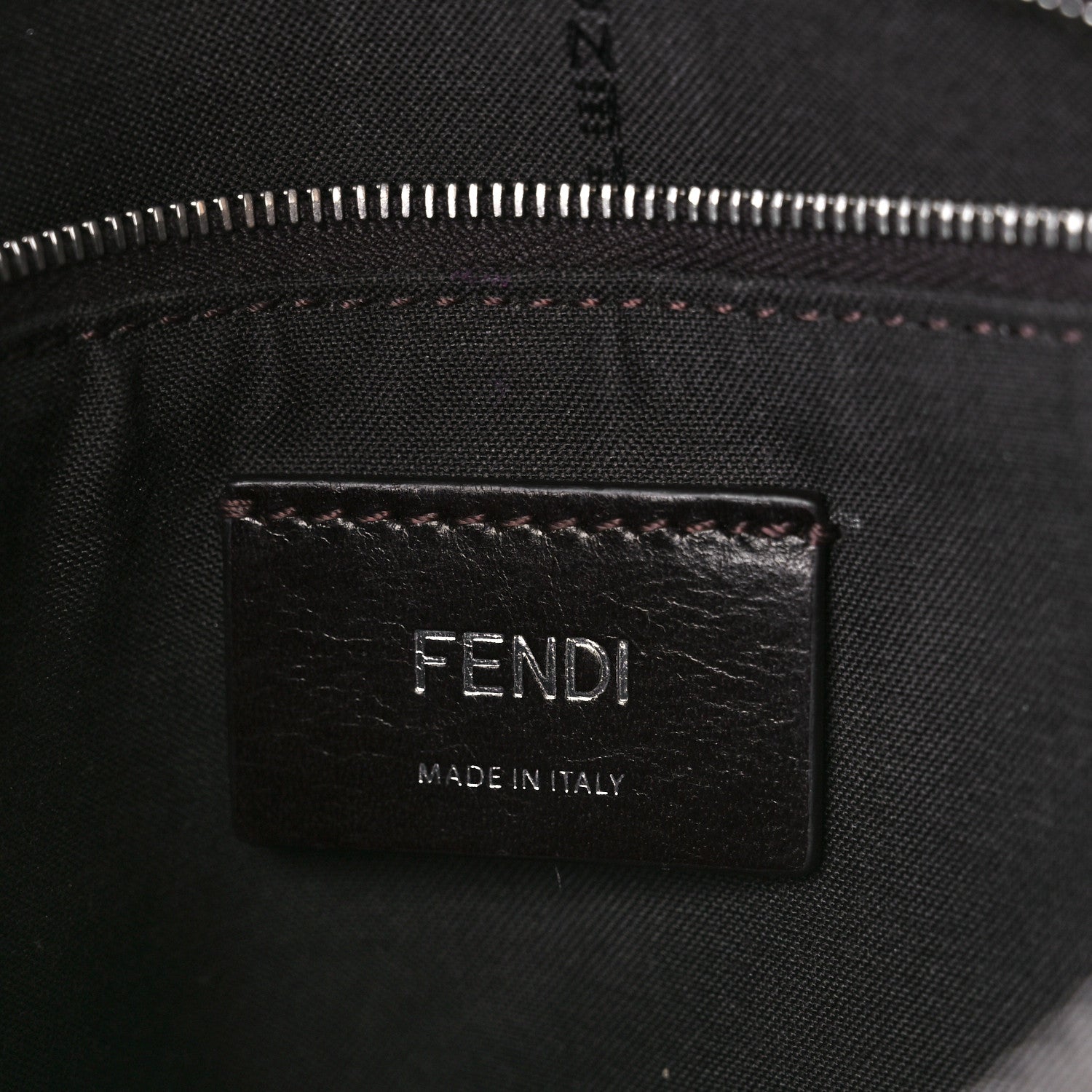 Fendi Glazed Fabric Vitello Century FF 1974 Stamp Patch Messenger Bag Mogano Panna Black 6 of 12