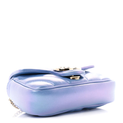 Gucci Iridescent Nappa Chevron Matelasse Super Mini GG Marmont Shoulder Bag Mindful Azure 4 of 11