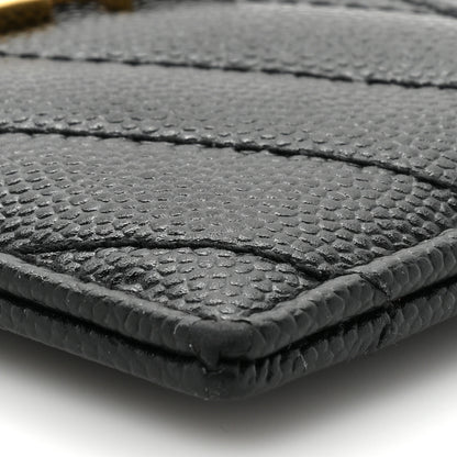 Saint Laurent Grain De Poudre Matelasse Chevron Monogram Credit Card Case Black 12 of 15