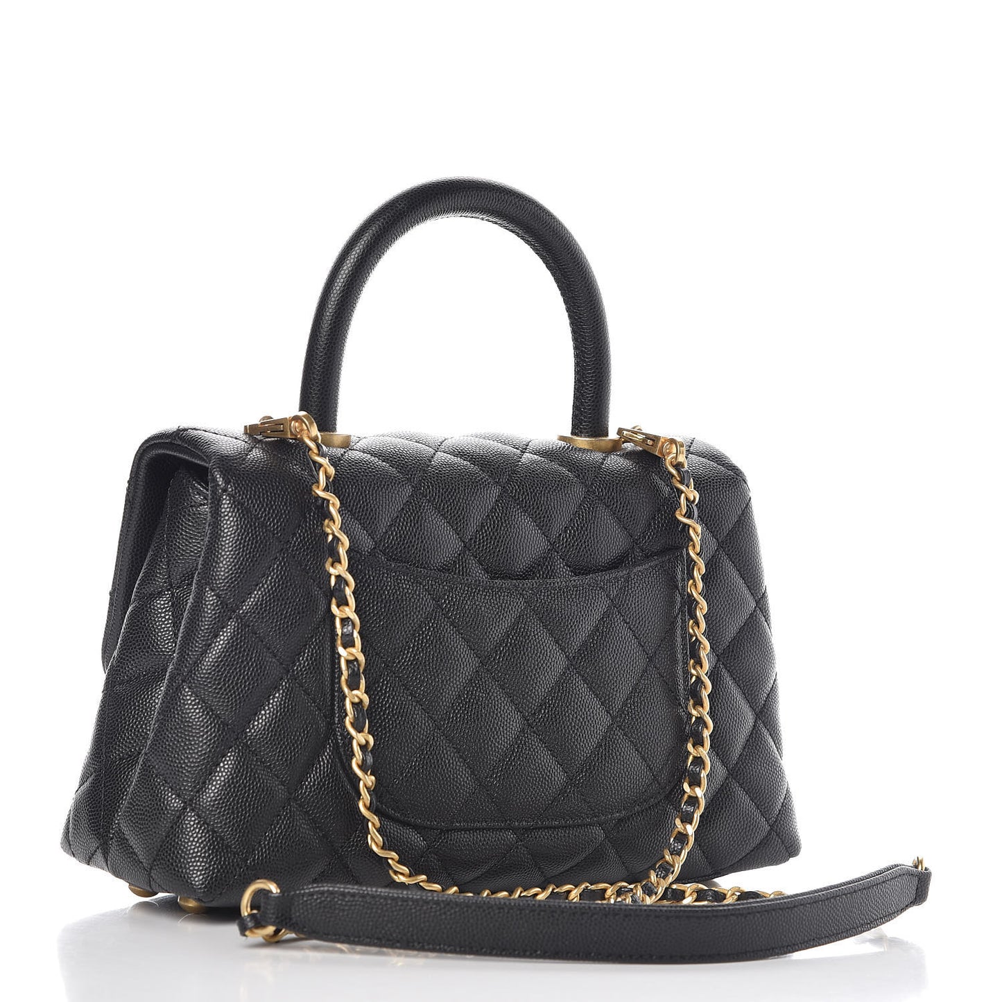 Caviar Quilted Mini Coco Handle Flap Black