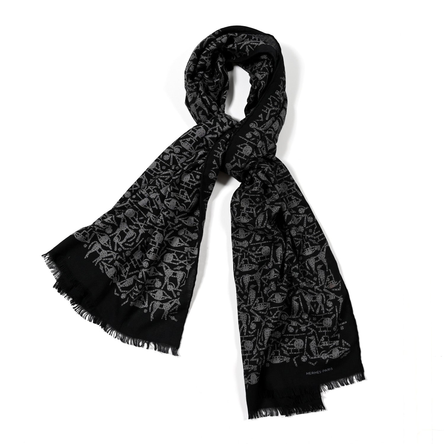 Hermes Silk Cashmere Stole Black 1 of 13