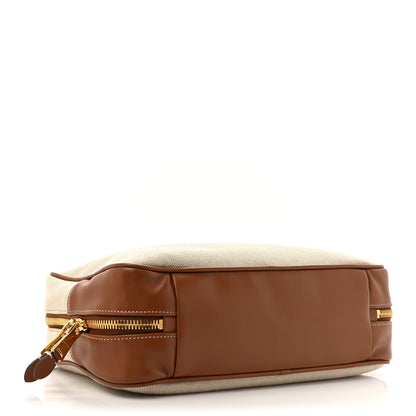 Miu Miu Canvas Calfskin Large Beau Top Handle Bag Naturale Brandy 4 of 9