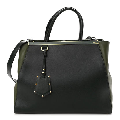 Fendi Vitello Elite Flamingo Regular 2Jours Tote Verde Prato Olive 1 of 11