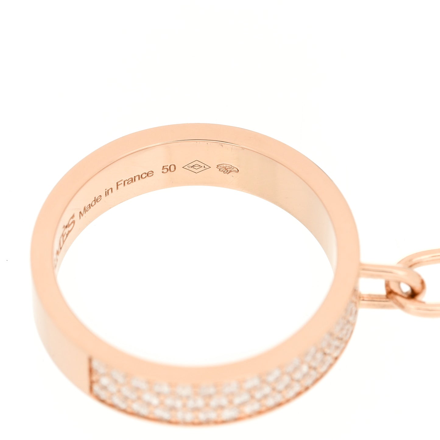 18K Rose Gold Diamond MM Kelly Clochette Ring 50 5.25