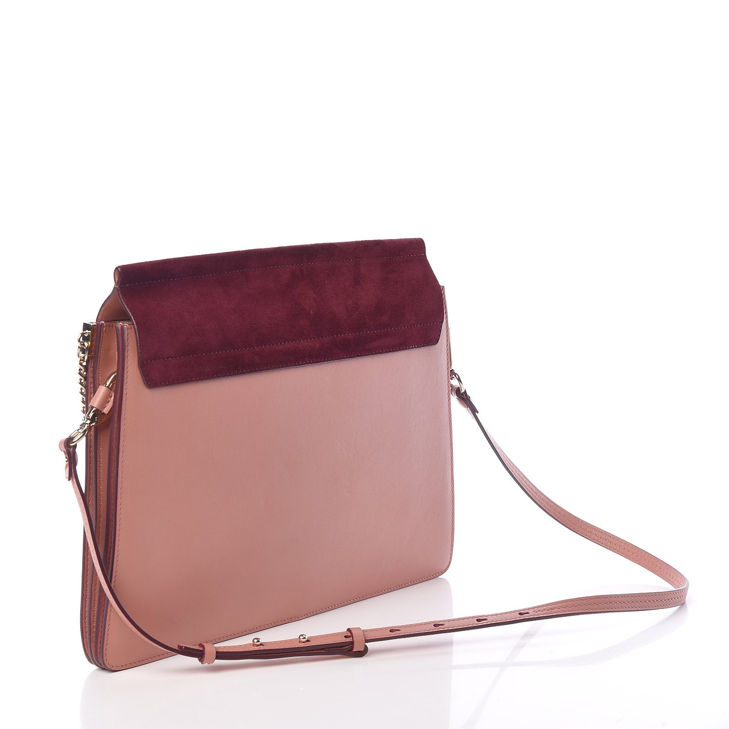 Calfskin Suede Medium Faye Shoulder Bag Misty Rose Dark Purple