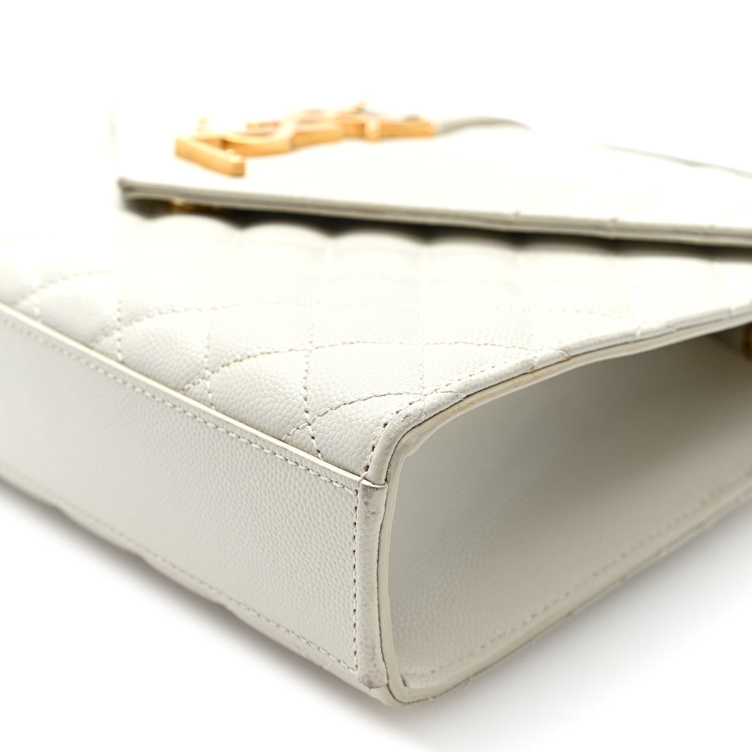 Saint Laurent Grain De Poudre Textured Mixed Matelasse Medium Triquilt Monogram Satchel Crema Soft 8 of 8
