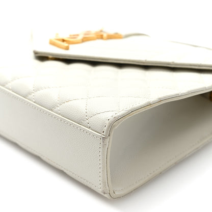 Saint Laurent Grain De Poudre Textured Mixed Matelasse Medium Triquilt Monogram Satchel Crema Soft 8 of 8