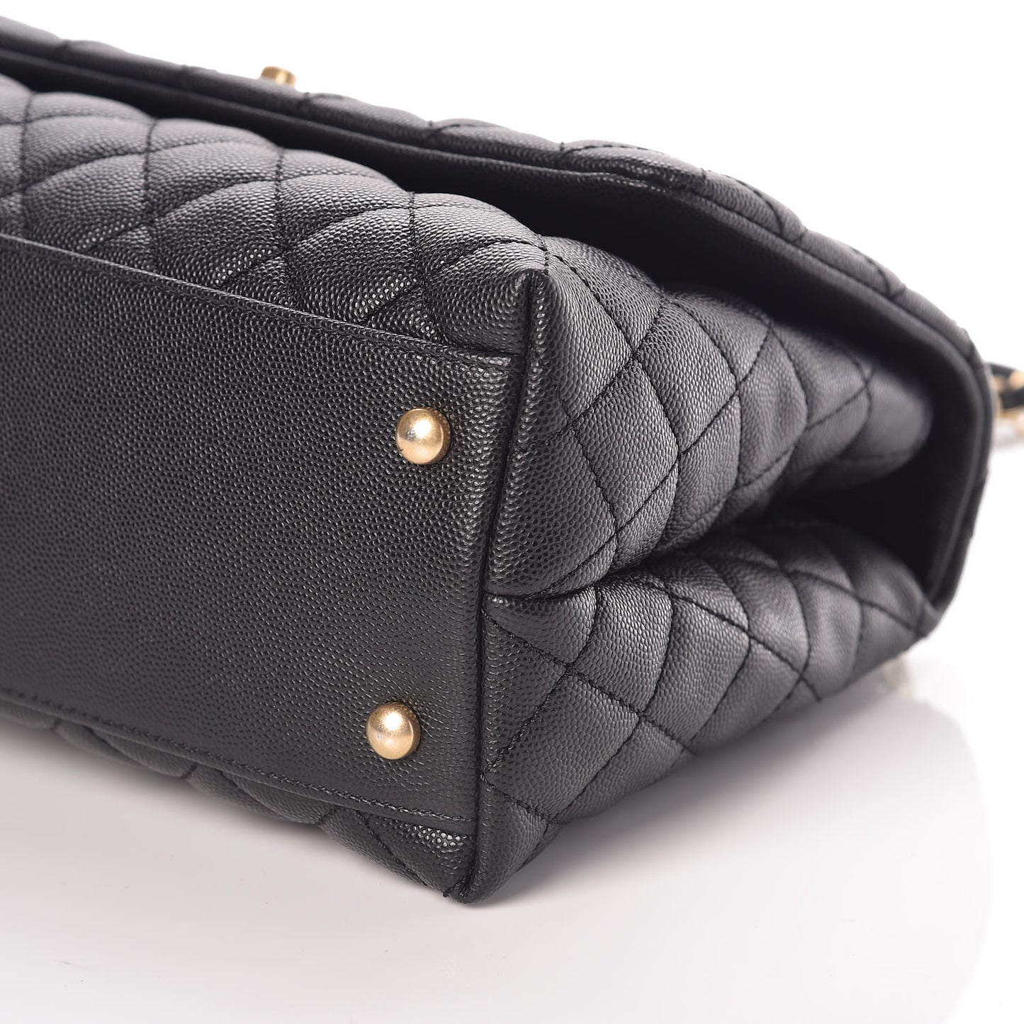 Caviar Quilted Small Coco Handle Flap Black