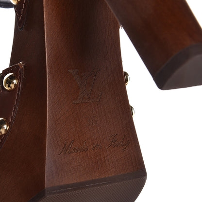Louis Vuitton Patent Monogram Wooden Canopy Clog Sandals 36 Gold 6 of 8