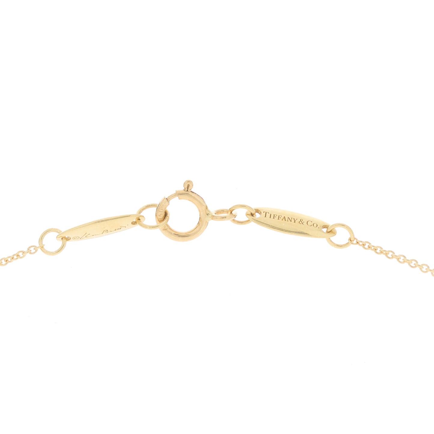 18K Yellow Gold Green Jade 9mm Elsa Peretti Bean Pendant Necklace
