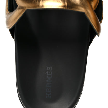 Hermes Metallic Nappa Extra Sandals 40 Black Gold 7 of 8