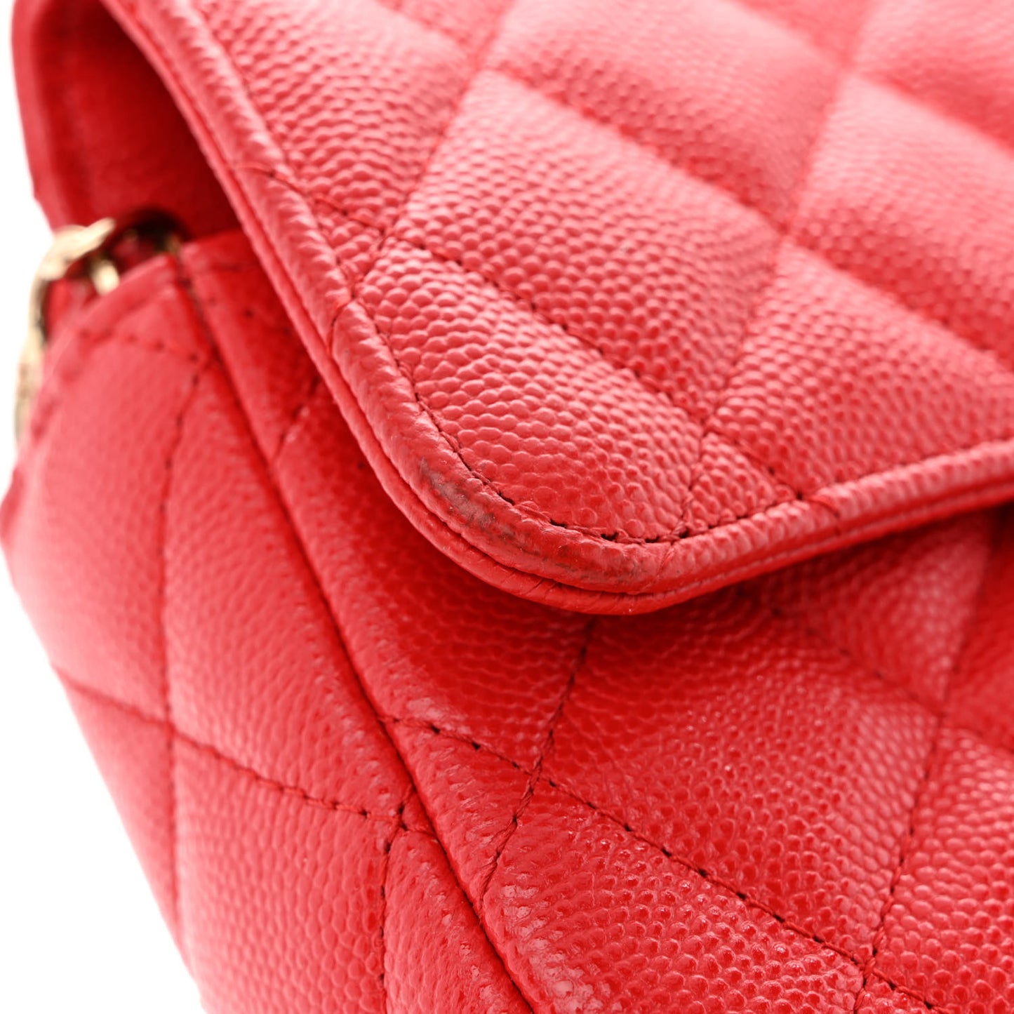Caviar Quilted Flap Phone Holder With Chain Red