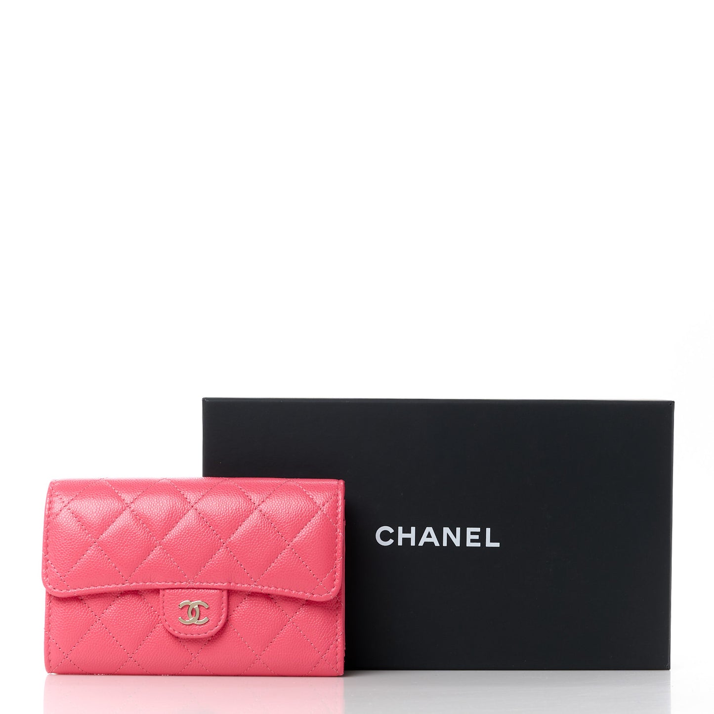 Caviar Quilted Medium Flap Wallet Pink