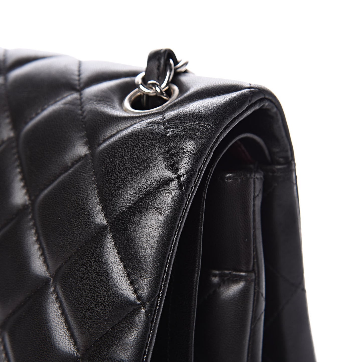 Lambskin Quilted Maxi Double Flap Black