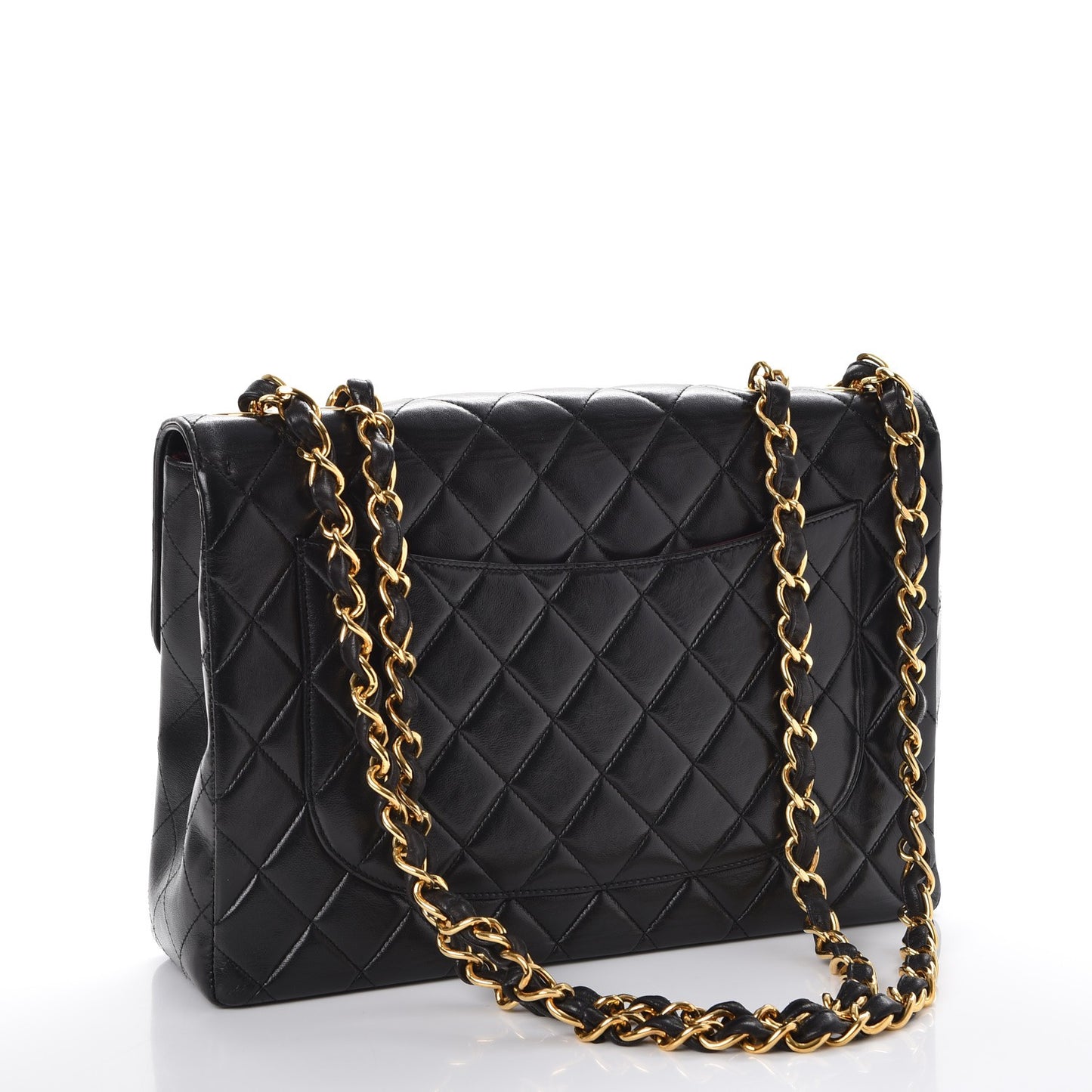 Lambskin Quilted XL Jumbo Single Flap Black