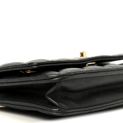 Chanel Pearly Lambskin Quilted Charms Wallet On Chain WOC Black 10 of 11