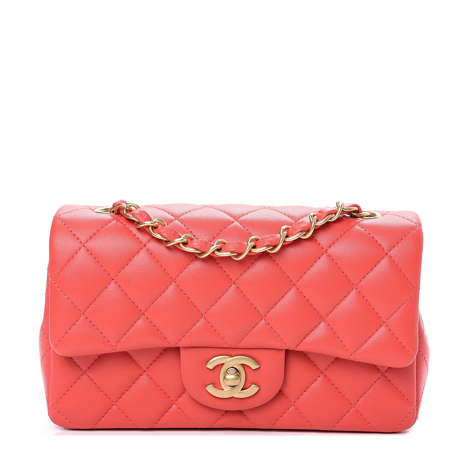 Chanel Lambskin Quilted Mini Rectangular Flap Orange 1 of 10