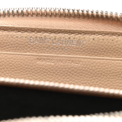 Saint Laurent Grain De Poudre Matelasse Chevron Monogram Zip Around Wallet Beige 4 of 7