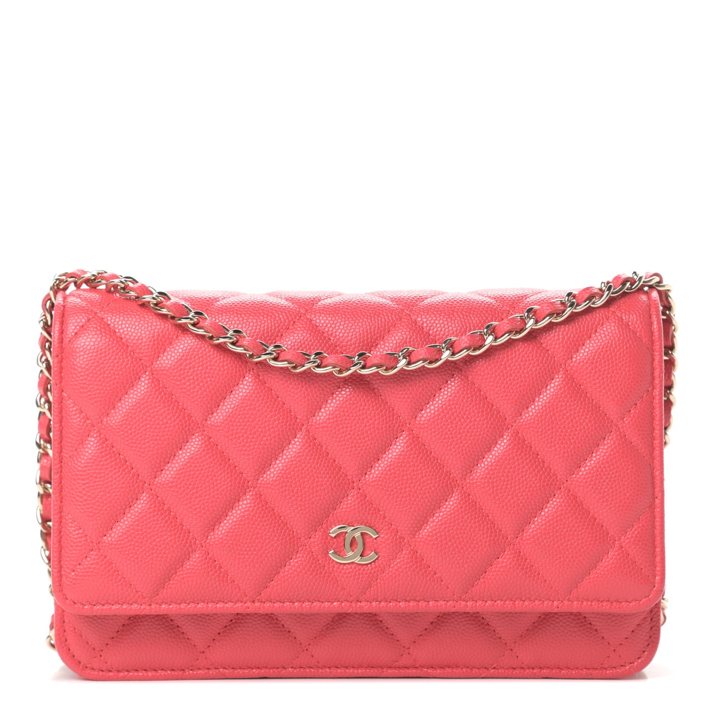 Caviar Quilted Wallet On Chain WOC Coral