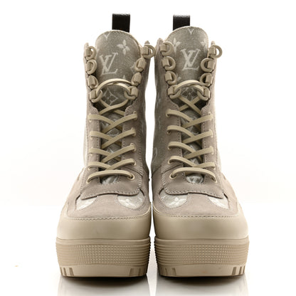 Louis Vuitton Suede Calfskin Laureate Platform Desert Boots 40 Taupe 2 of 11