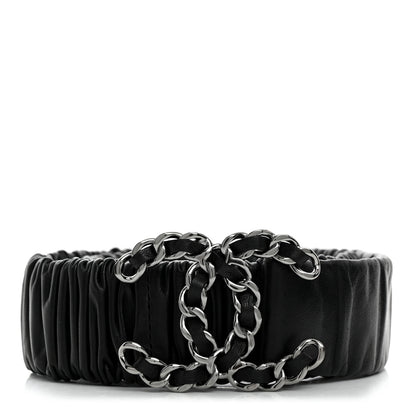 Chanel Lambskin Ruched Chain CC Belt 75 30 Black 1 of 5