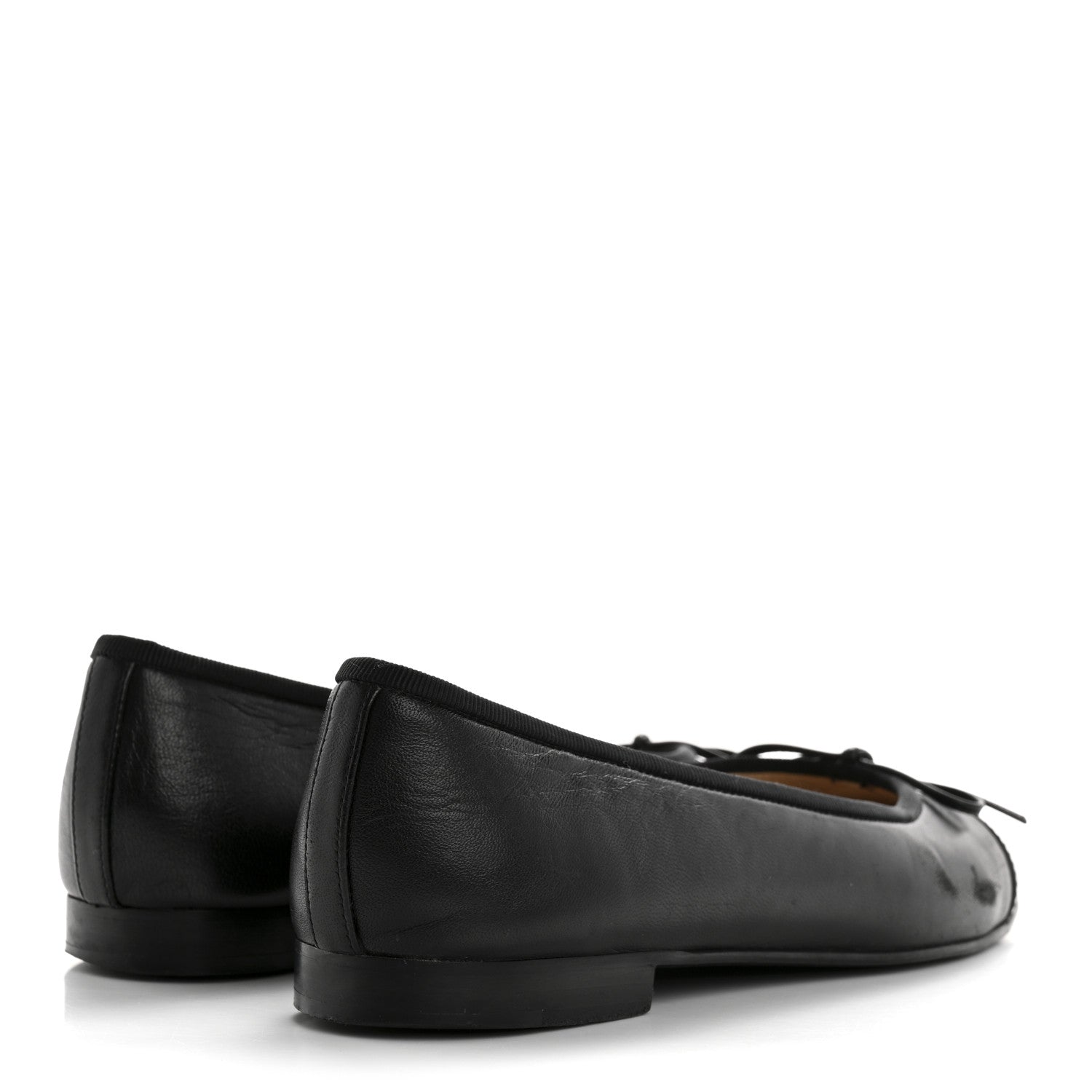 Chanel Lambskin Patent Cap Toe CC Ballerina Flats 37.5 Black 4 of 11
