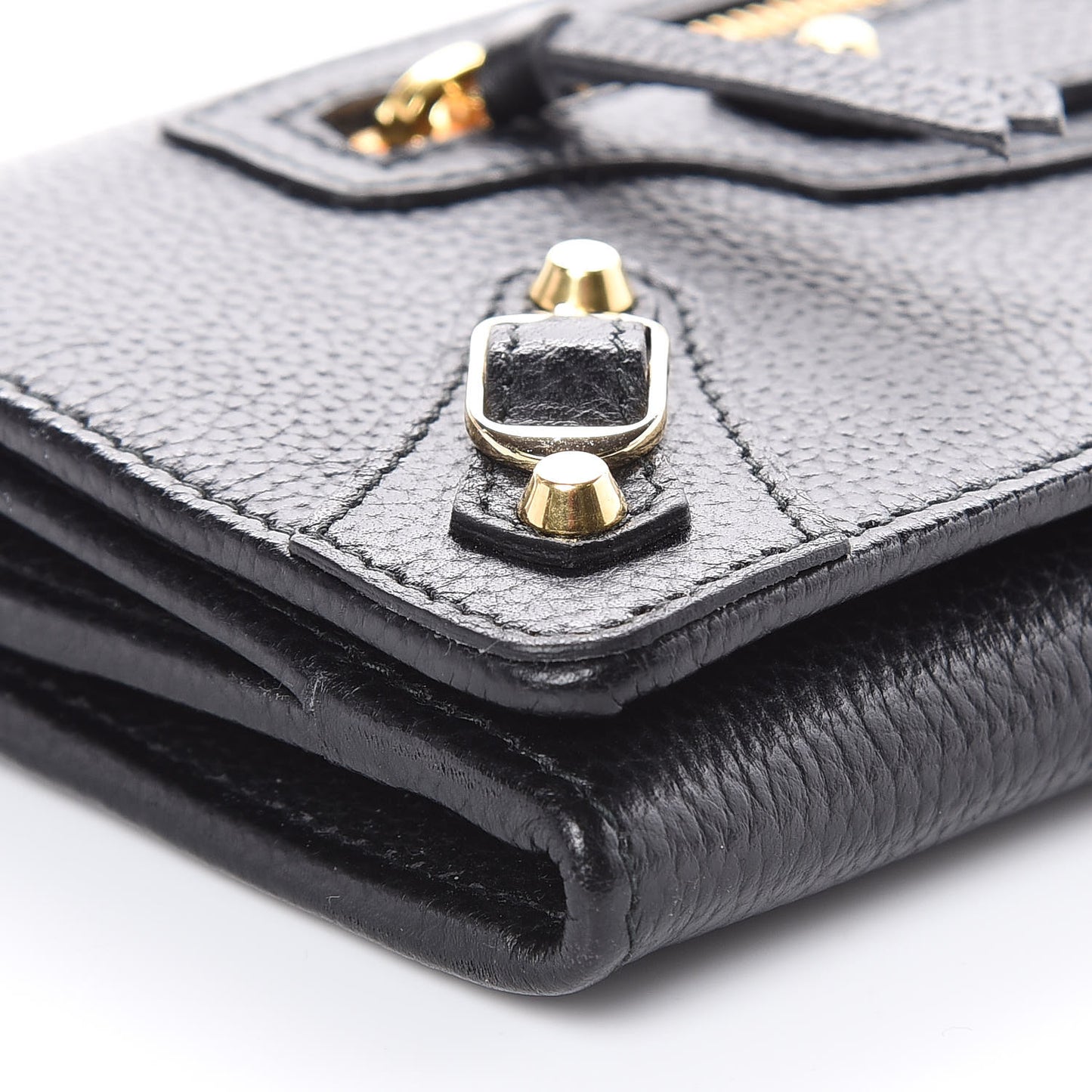 Grained Calfskin Classic Gold Hardware Money Wallet Black