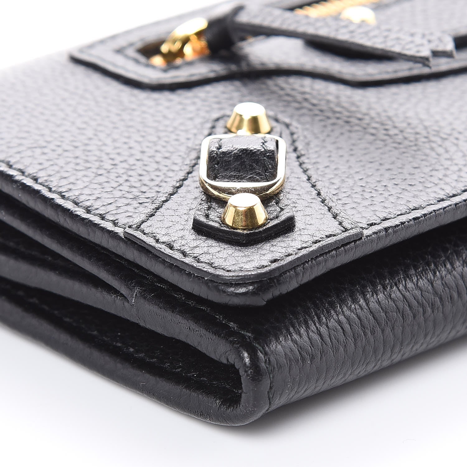 Balenciaga Grained Calfskin Classic Gold Hardware Money Wallet Black 5 of 9
