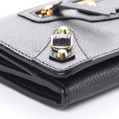 Balenciaga Grained Calfskin Classic Gold Hardware Money Wallet Black 5 of 9
