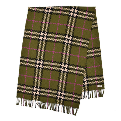 Burberry Cashmere Classic Check Fringe Scarf Green 2 of 4