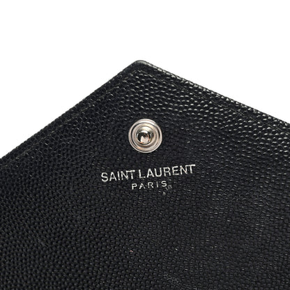 Saint Laurent Grain De Poudre Matelasse Chevron Monogram Chain Wallet Black 6 of 8