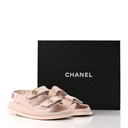 Chanel Calfskin Printed Velcro Dad Sandals 36 Pink 9 of 9