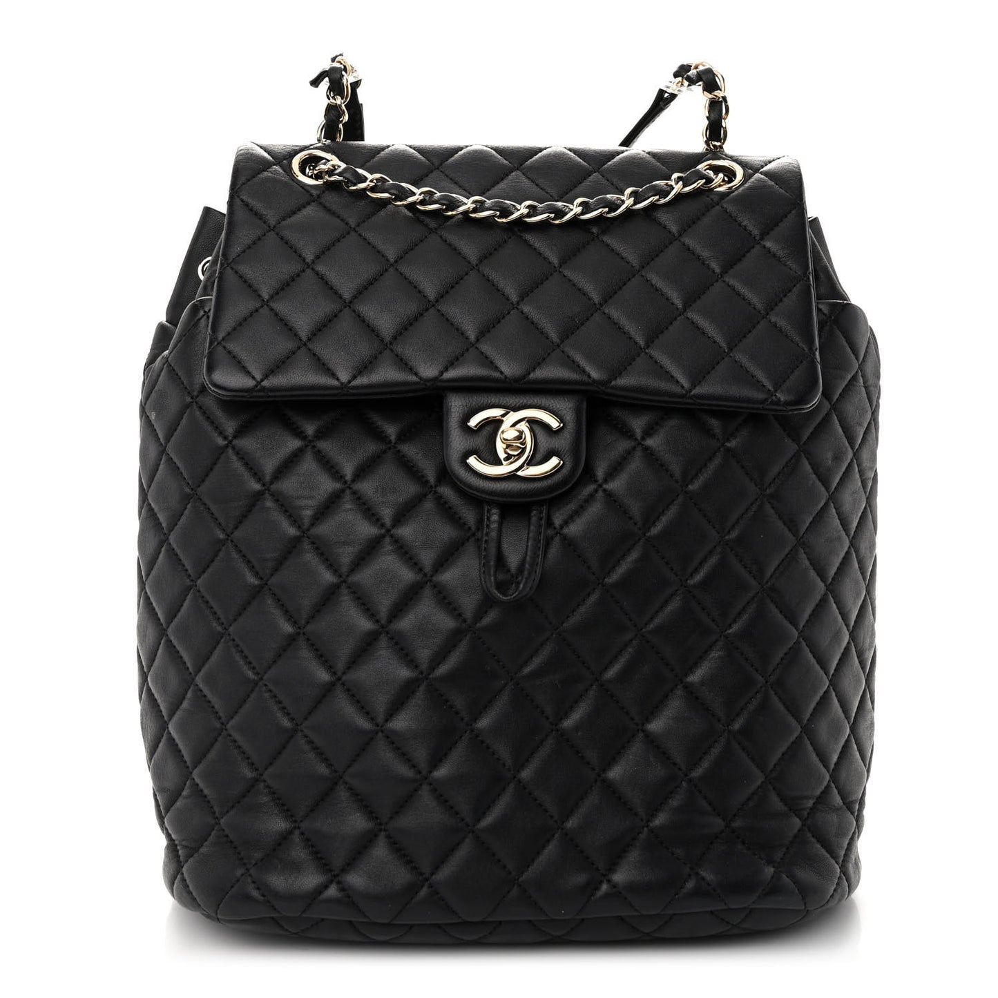 Lambskin Quilted Large Urban Spirit Backpack Black